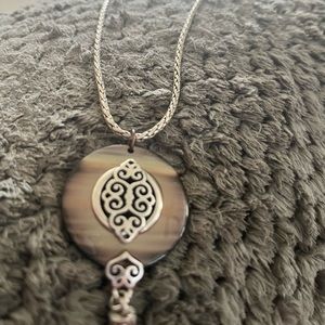 Vintage Brighton mother-of-pearl and silver necklace 18-20 inches